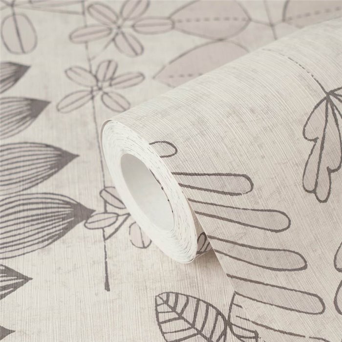 Papeldecor|Papier peint floral éclectique scandinave gris|Chambres