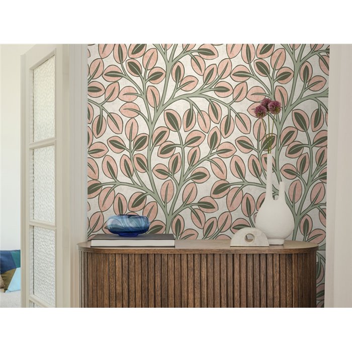 Papeldecor|Papier peint floral rétro vintage rose|Scandinave