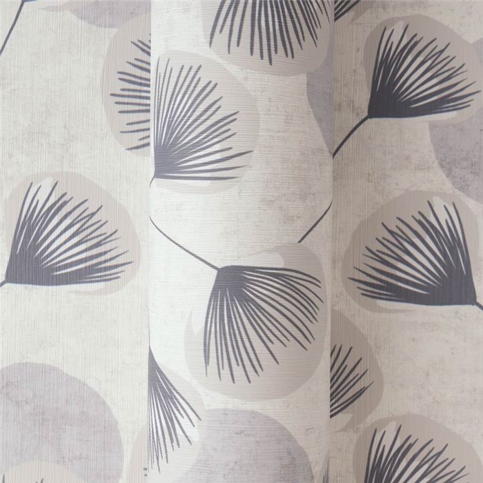 Papeldecor|Modern ginkgo leaf wallpaper white lilac|Scandinavian
