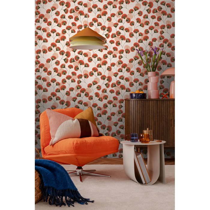 Papeldecor|Orientalische minimalistische Ginkgo Tapete rot|Skandinavisch