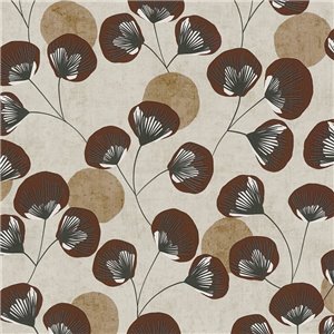 Papeldecor|Oriental minimalist ginkgo wallpaper red|Scandinavian