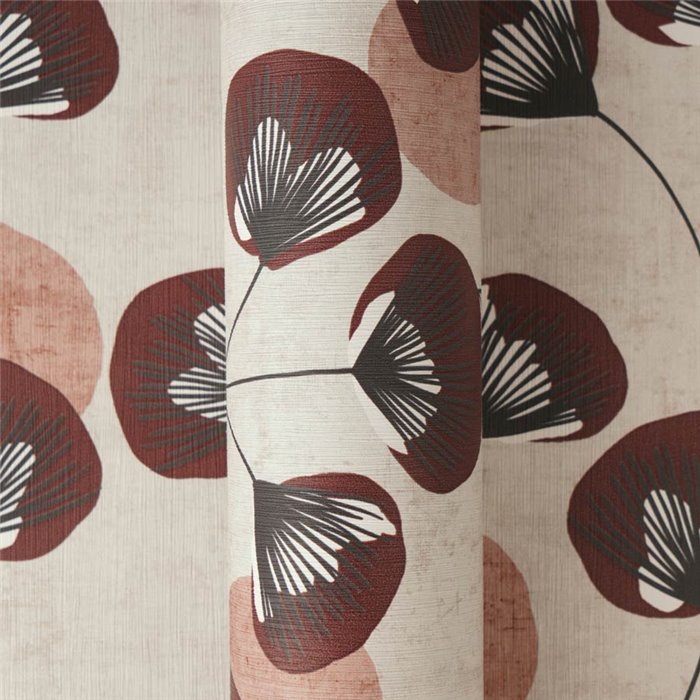 Papeldecor|Papier peint floral japonais oriental rouge et marron|Scandinave