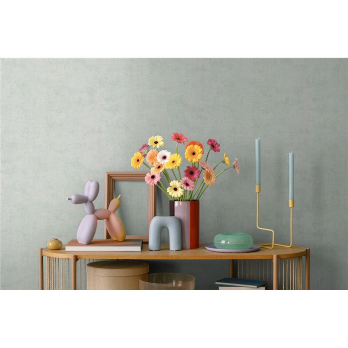 Papeldecor|Plain stucco wallpaper turquoise green|Living Room