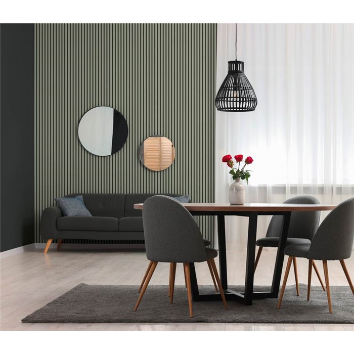 Papeldecor|Moderne Akustikpanel Tapete grün|Holzimitat