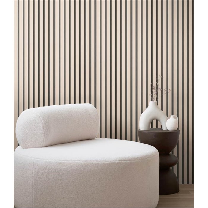 Papeldecor|Modern acoustic panel wallpaper beige grey|Living Room