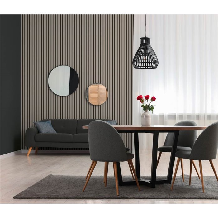 Papeldecor|Papel pintado moderno panel acústico gris beige|Salón