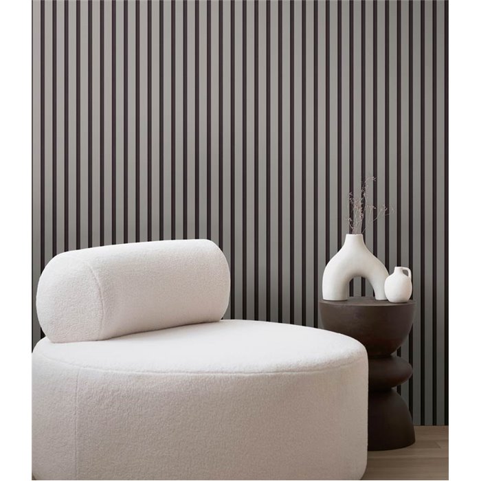 Papeldecor|Modern acoustic panel wallpaper grey|Living Room
