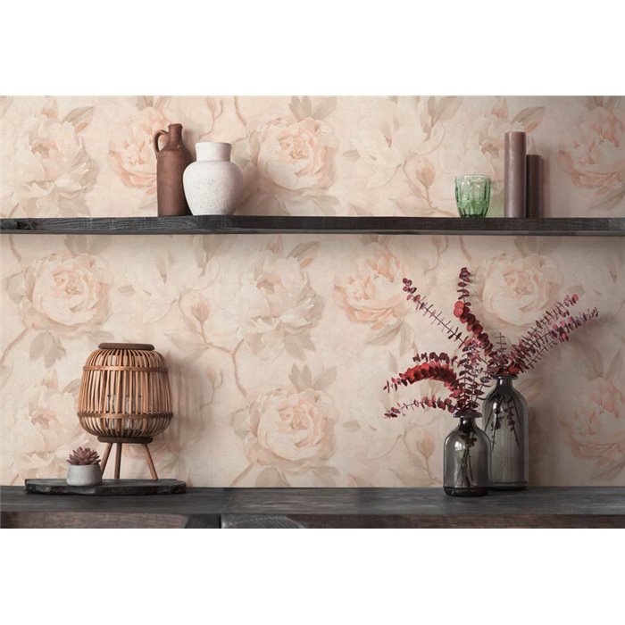 Papeldecor|Romantic large floral wallpaper pink tones|Commercial Premises