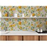 Papeldecor|Floral wallpaper with lemons grey and yellow|Kitchen