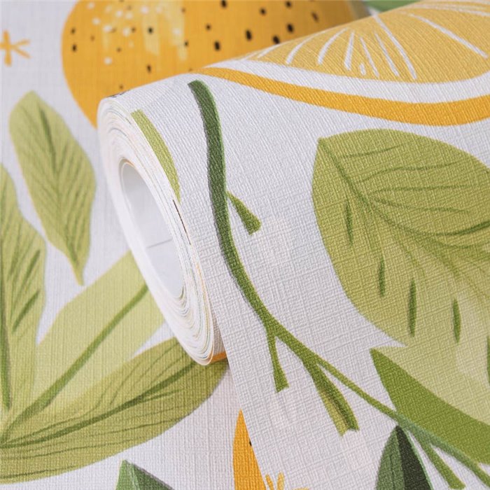 Papeldecor|Papier peint floral aux citrons gris et jaune|Cuisine