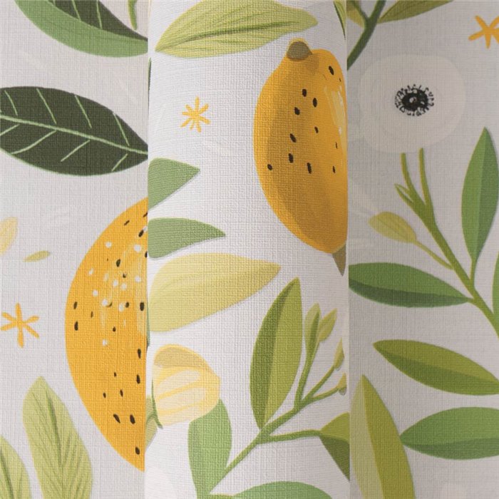 Papeldecor|Papier peint floral aux citrons gris et jaune|Cuisine