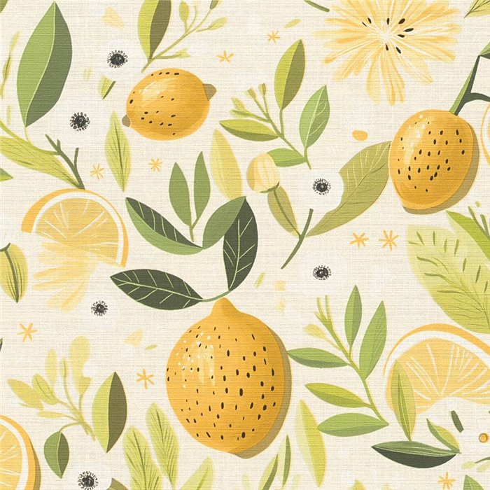 Papel pintado limones blanco y amarillo - Papeldecor Versatile 2028791692