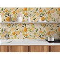 Papeldecor|Lemon wallpaper white and yellow|Kitchen