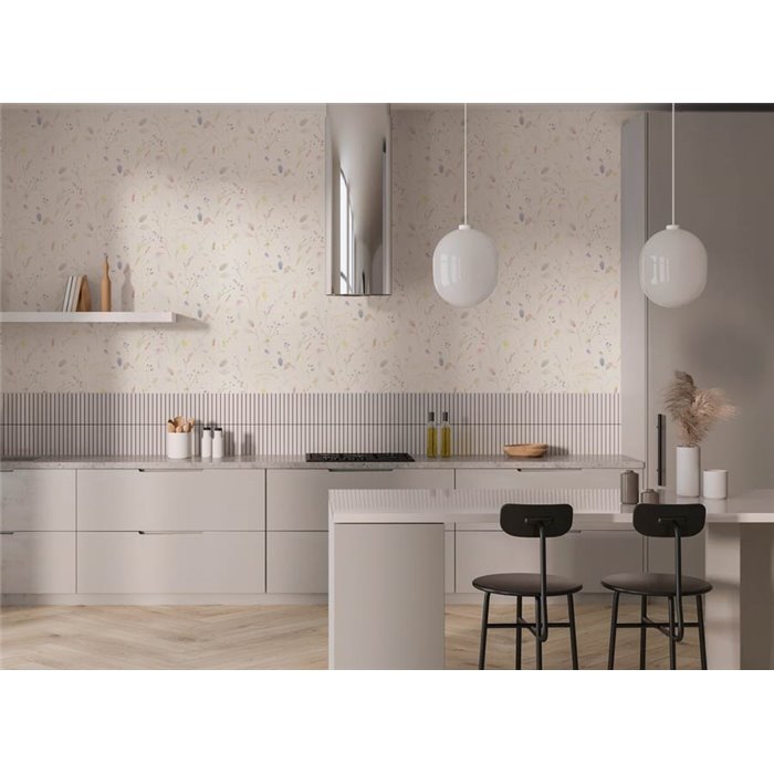 Papeldecor|Papel pintado flores silvestres tonos pastel|Cocina