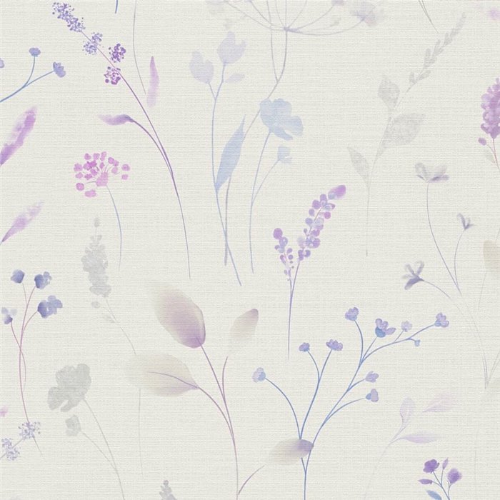 Papeldecor|Romantic watercolour floral wallpaper lilac tones|Bedrooms