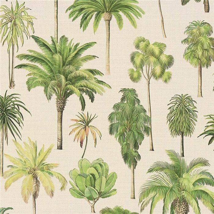 Papeldecor|Papel pintado oasis de palmeras beige|Hosteleria