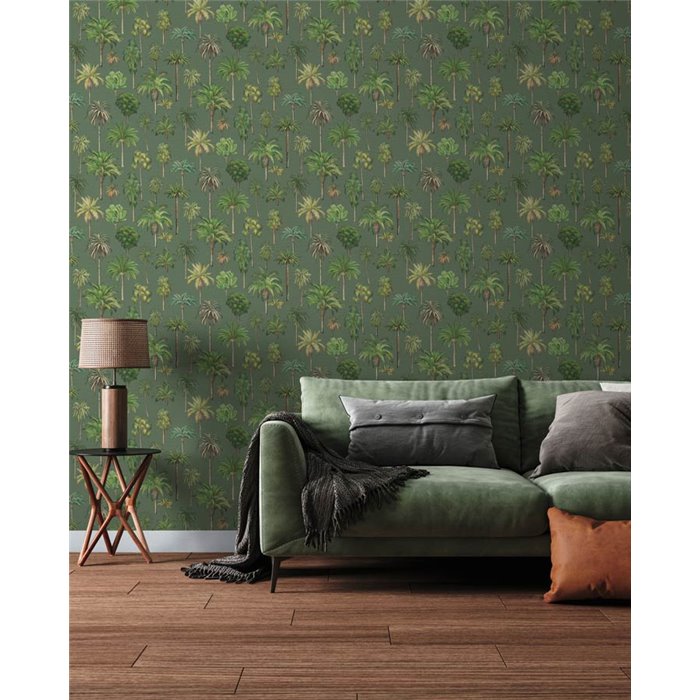 Papeldecor|Tropische Palmentapete grün|Tropische