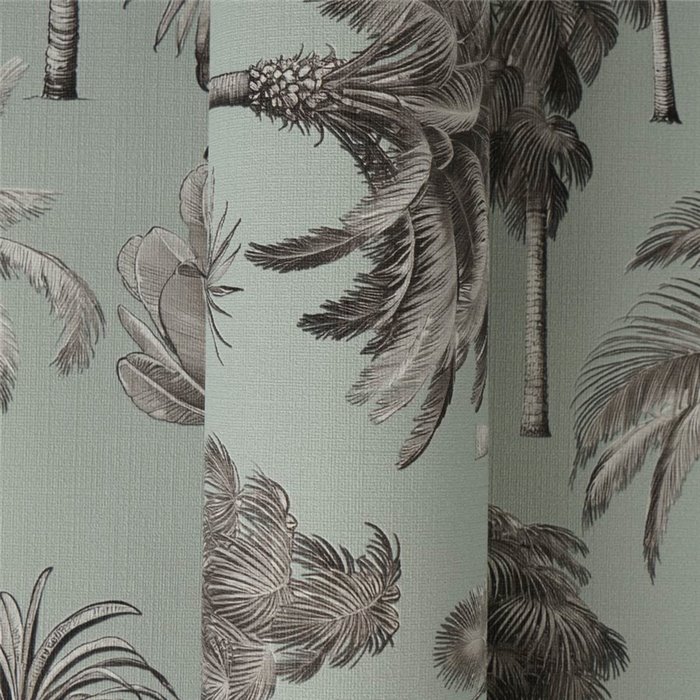 Papeldecor|Papier peint colonial palmiers vert sauge|Salón