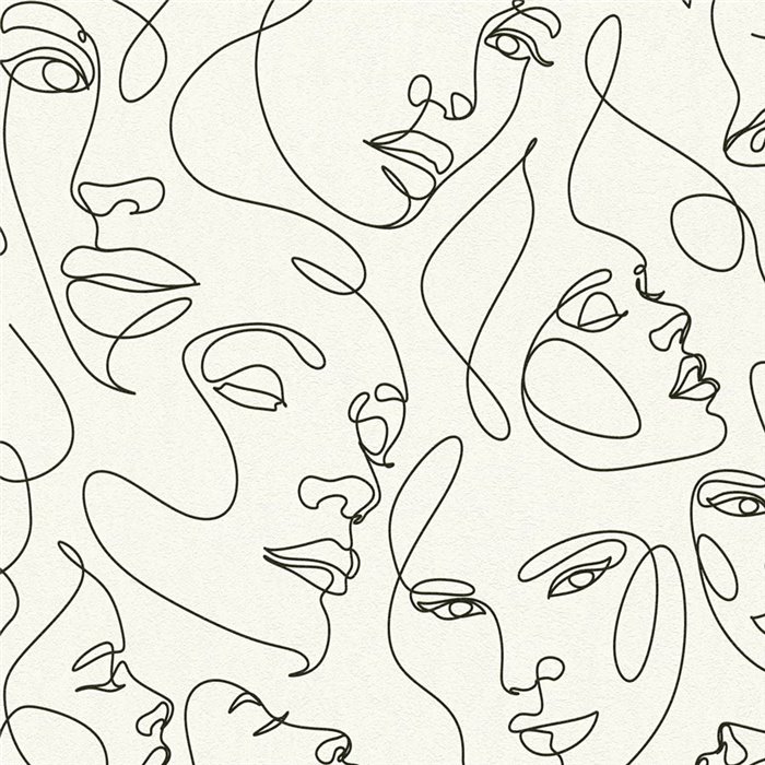 Papeldecor|Papel pintado contemporáneo rostros figurativos|Salón