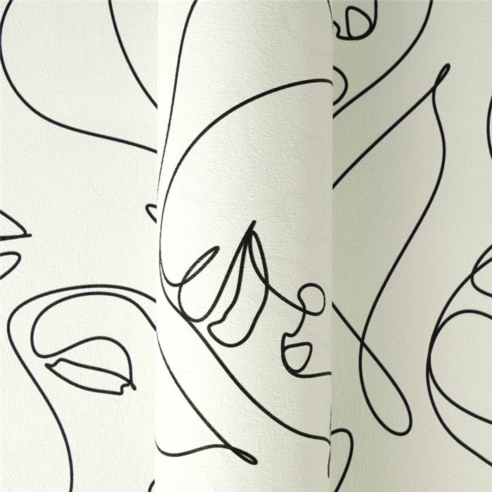 Papeldecor|Contemporary figurative face wallpaper|Living Room