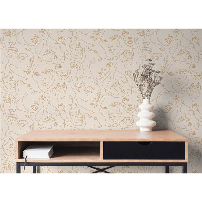 Papeldecor|Modern cubist face wallpaper|Hospitality