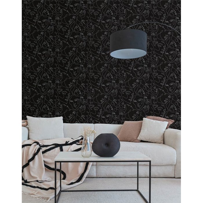 Papeldecor|Moderne figurative Tapete schwarz und silber|Wohnen