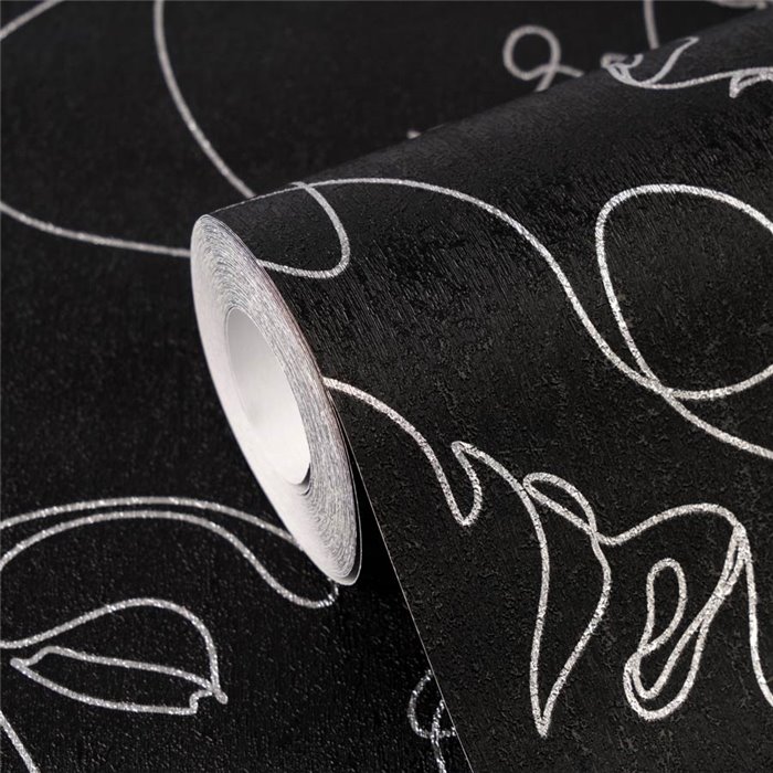 Papeldecor|Moderne figurative Tapete schwarz und silber|Wohnen