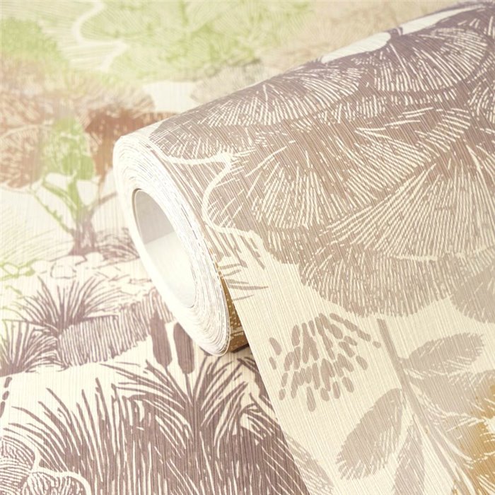 Papeldecor|Papier peint paysage oriental tons pastel|Salón