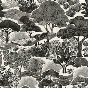 Papeldecor|Papel pintado paisaje bosque tonos grises|Hosteleria