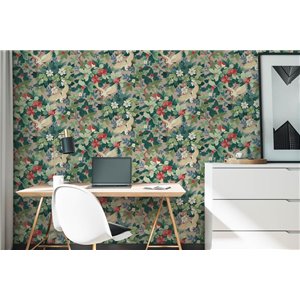 Papeldecor|Papel pintado botánico asiático azul y verde|Oriental 2