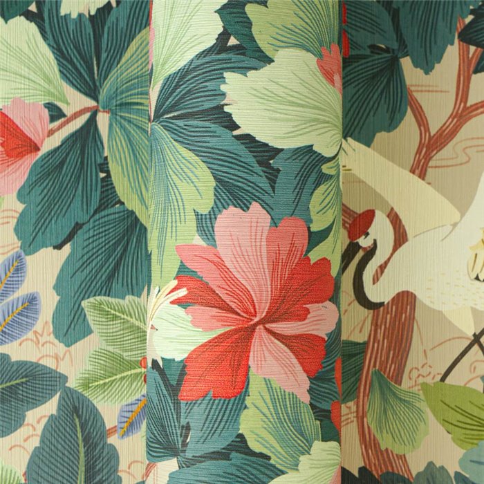 Papeldecor|Orientalische botanische Tapete beige und grün|Orientalisch