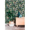 Papeldecor|Papier peint botanique asiatique bleu et vert|Oriental