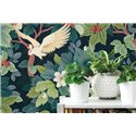 Papeldecor|Asian botanical wallpaper blue and green|Oriental
