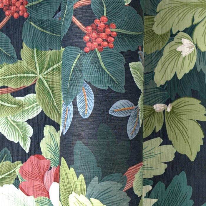 Papeldecor|Papier peint botanique asiatique bleu et vert|Oriental