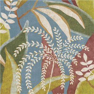 Papeldecor|Asiatische botanische Tapete blau und grün|Orientalisch