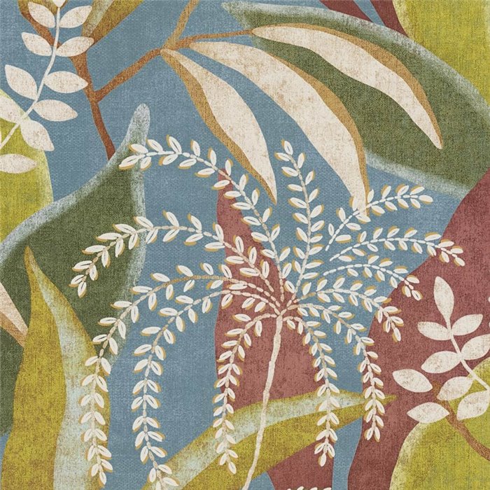 Papeldecor|Papier peint plantes tropicales bleu multicolore|Locaux commerciaux