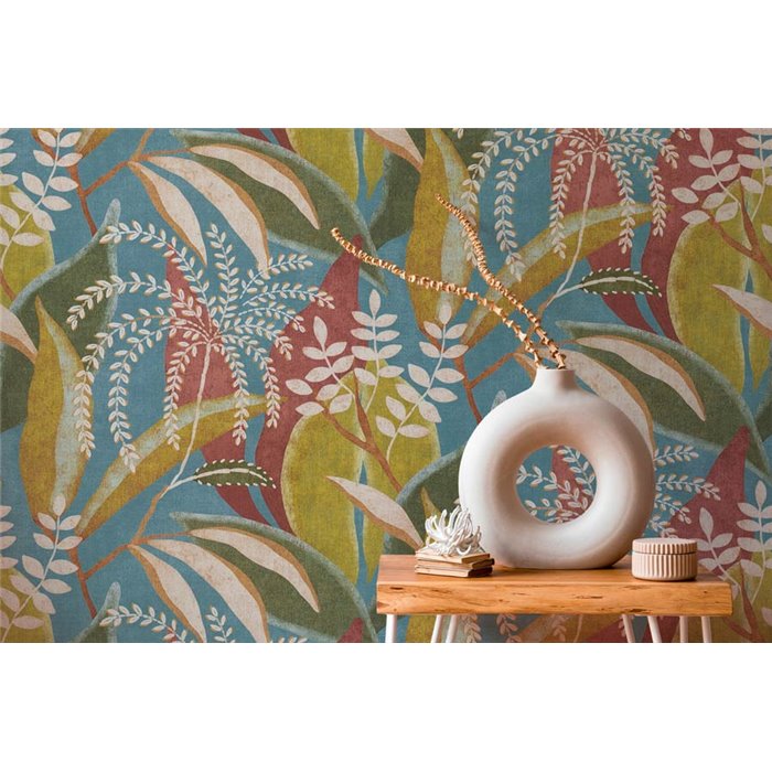 Papeldecor|Papel pintado plantas tropicales azul multicolor|Locales Comerciales
