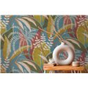 Papeldecor|Papel pintado plantas tropicales azul multicolor|Locales Comerciales