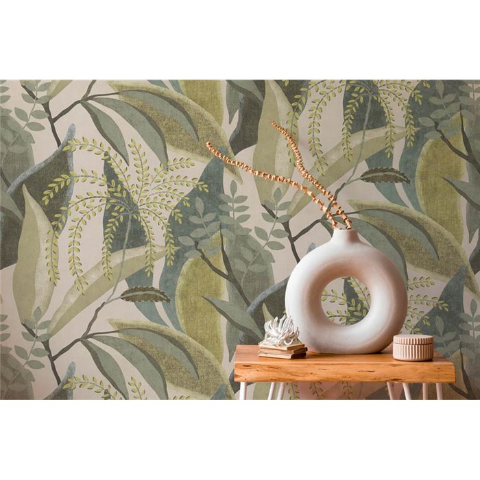 Papeldecor|Tropical plant wallpaper green tones|Hospitality