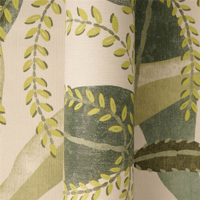 Papeldecor|Papel pintado plantas tropicales tonos verdes|Hosteleria