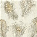 Papeldecor|Papier peint plumes de paon tons beige|Hôtellerie