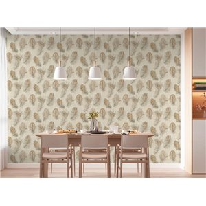 Papeldecor|Papel pintado plumas pavo real multicolor|Salón 2