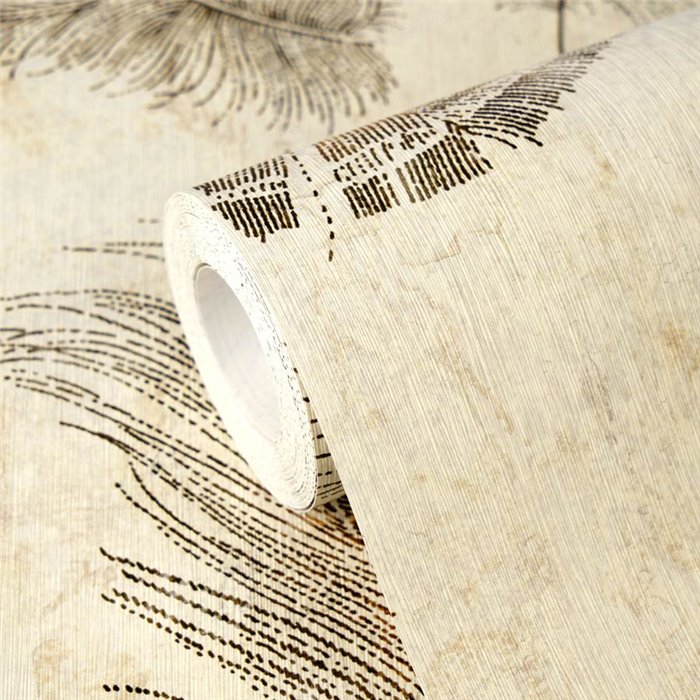 Papeldecor|Peacock feather wallpaper beige tones|Hospitality
