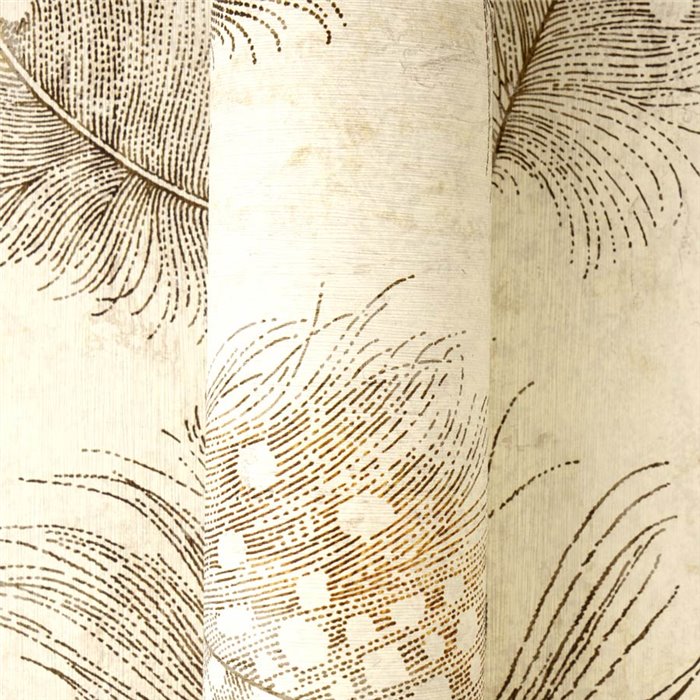 Papeldecor|Papier peint plumes de paon tons beige|Hôtellerie