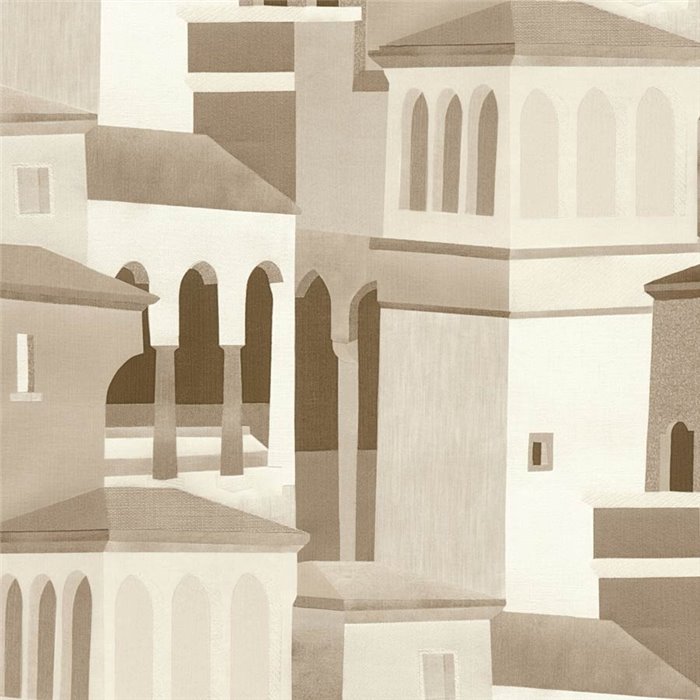 Papeldecor|Mediterranean architectural mosaic wallpaper|Hospitality