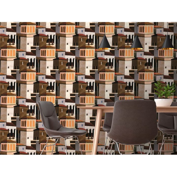 Papeldecor|Architectural mosaic wallpaper brown|Mosaic