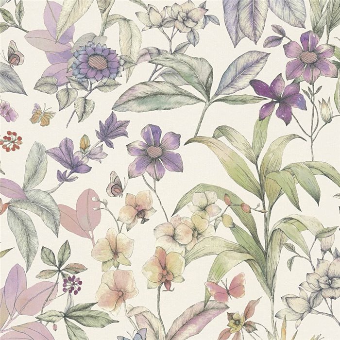 Papeldecor|Papel pintado floral blanco multicolor|Dormitorio