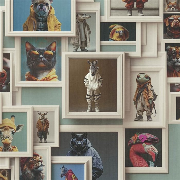Papeldecor|Papier peint figuratif collage animaux|Chambres