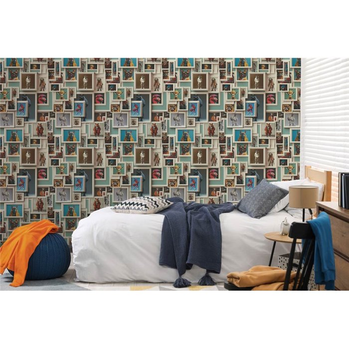 Papeldecor|Figurative animal collage wallpaper|Bedrooms