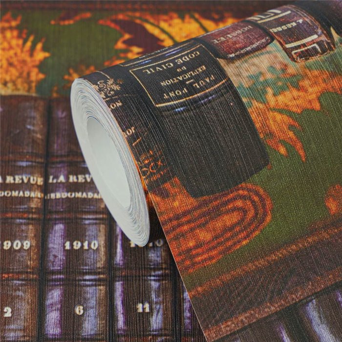 Papeldecor|Papel pintado vintage biblioteca multicolor|Versatile